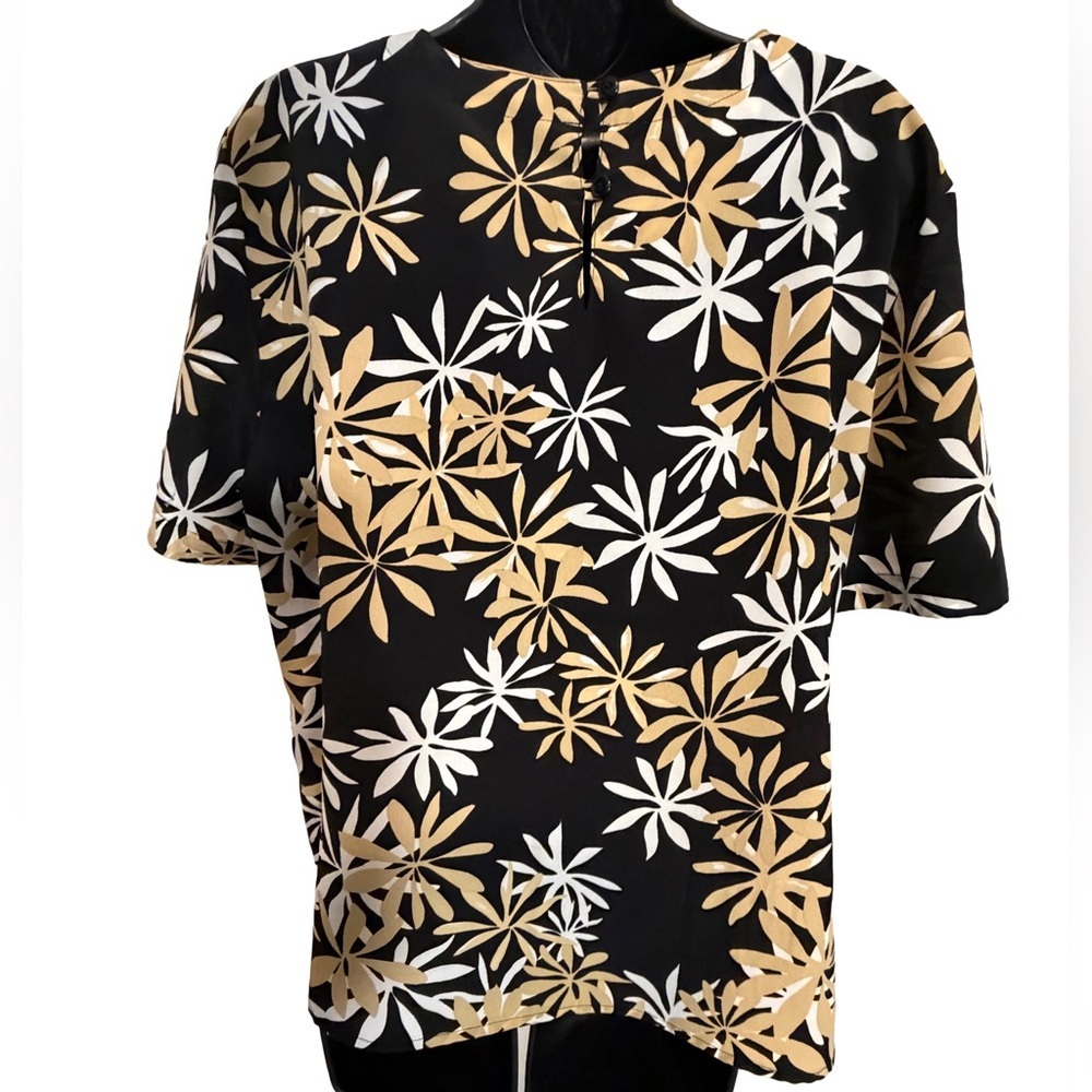 Floral Black and Gold Women’s Blouse - Picture 4 of 7